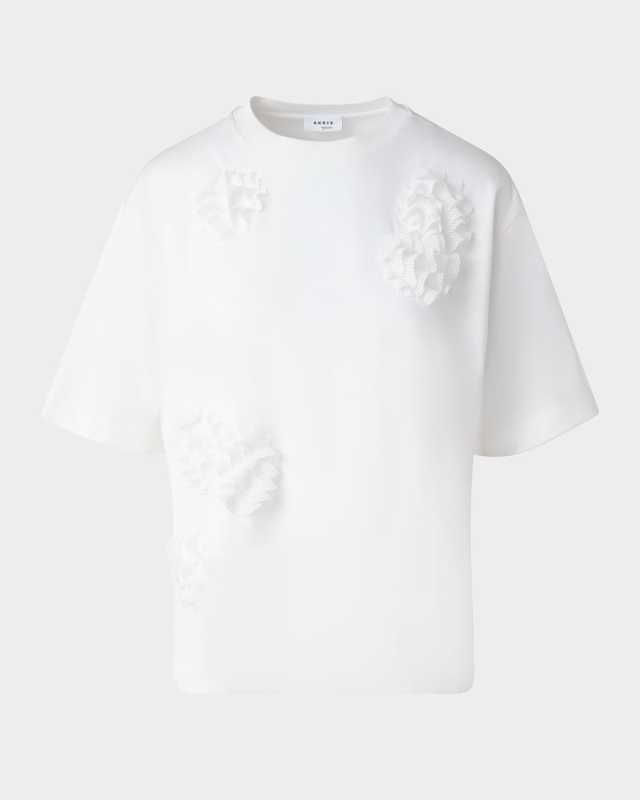 3D Carnation Applique Short-Sleeve Cotton Jersey T-Shirt